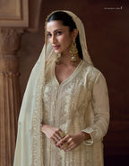 Anaita White Heavy Chinon Stitched Salwar Suit With Sequence Embroidery Work | Grocsy