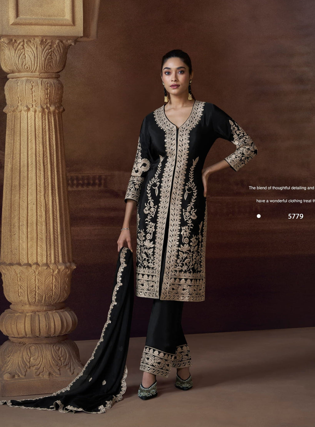 Anaita Black Heavy Chinon Stitched Salwar Suit With Sequence Embroidery Work | Grocsy