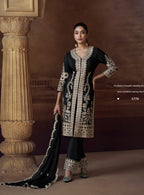 Anaita Black Heavy Chinon Stitched Salwar Suit With Sequence Embroidery Work | Grocsy