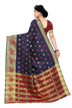 Vamika Banarasi Jaquard Navy Blue Weaving Saree | Grocsy