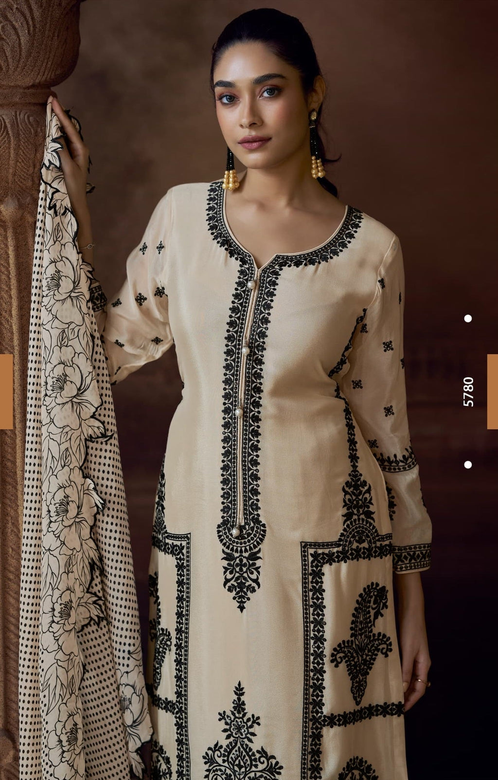 Anaita Beige Heavy Chinon Stitched Salwar Suit With Sequence Embroidery Work | Grocsy