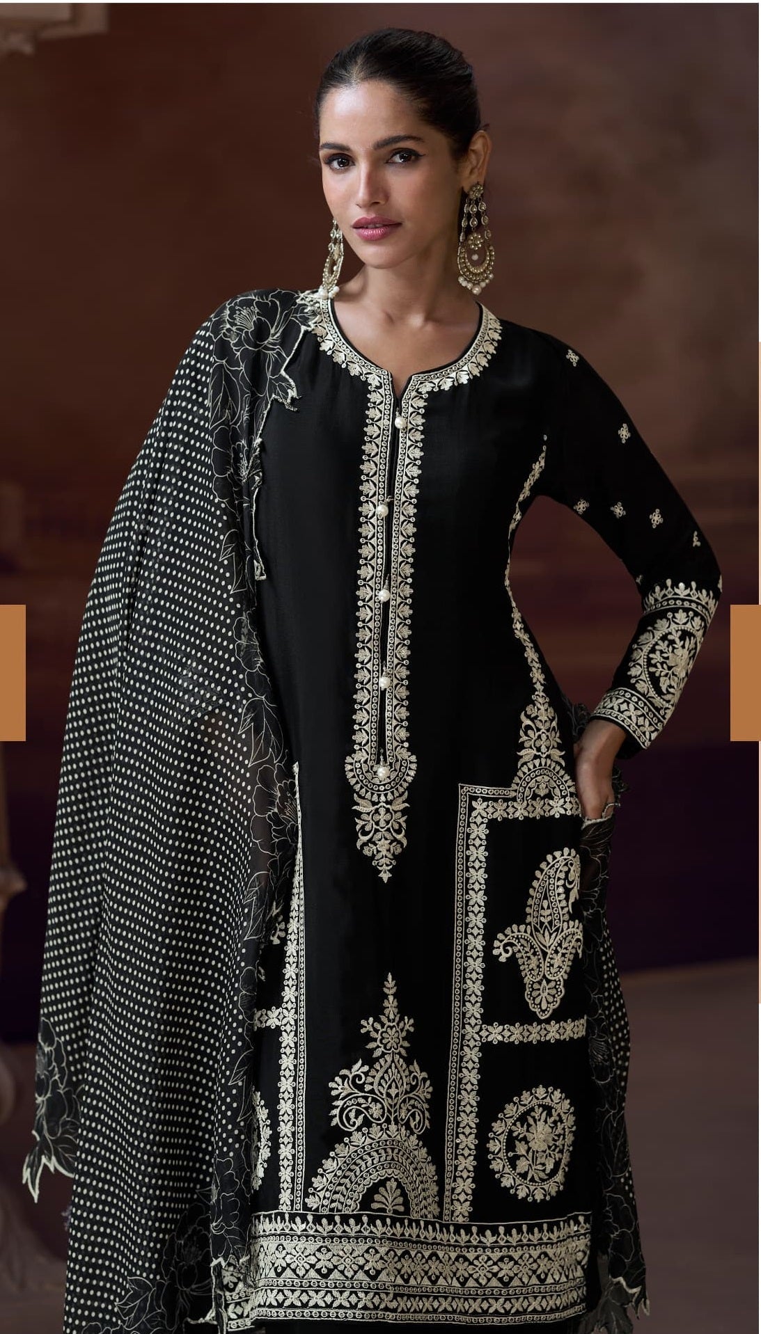 Anaita Black Heavy Chinon Stitched Salwar Suit With Sequence Embroidery Work | Grocsy