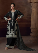 Anaita Black Heavy Chinon Stitched Salwar Suit With Sequence Embroidery Work | Grocsy
