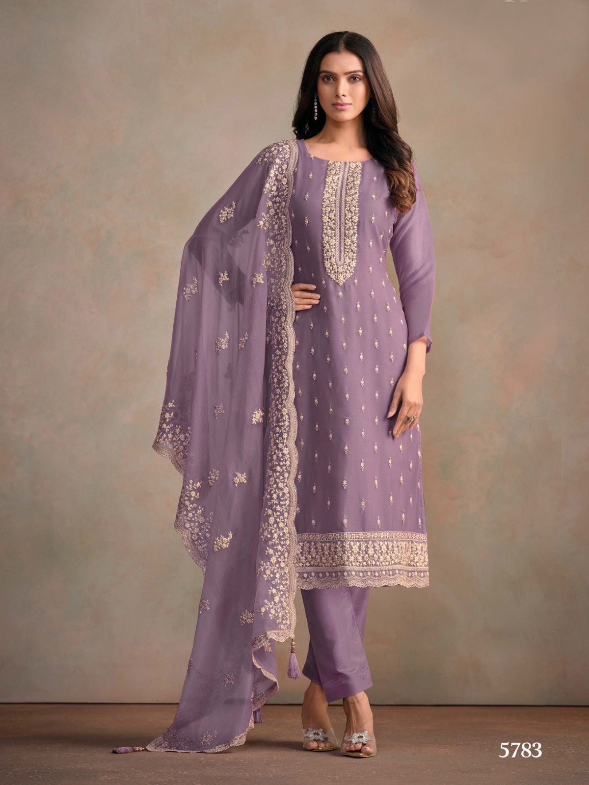 Anaita Purple Heavy Organza With Embroidery Straight Salwar Suit | Grocsy