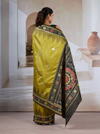 Monjolika Fashion Olive Weaving Handloom Silk Blend Designer Saree | Grocsy