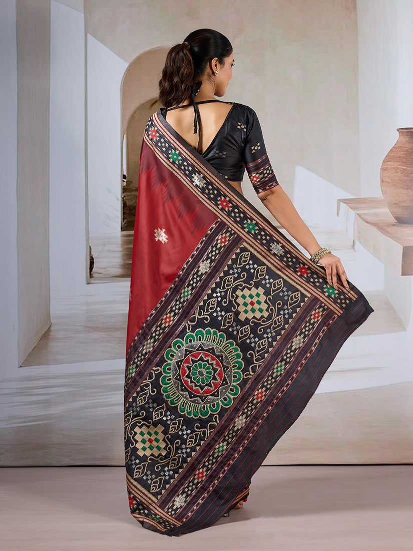 Monjolika Fashion Maroon Weaving Handloom Silk Blend Designer Saree | Grocsy