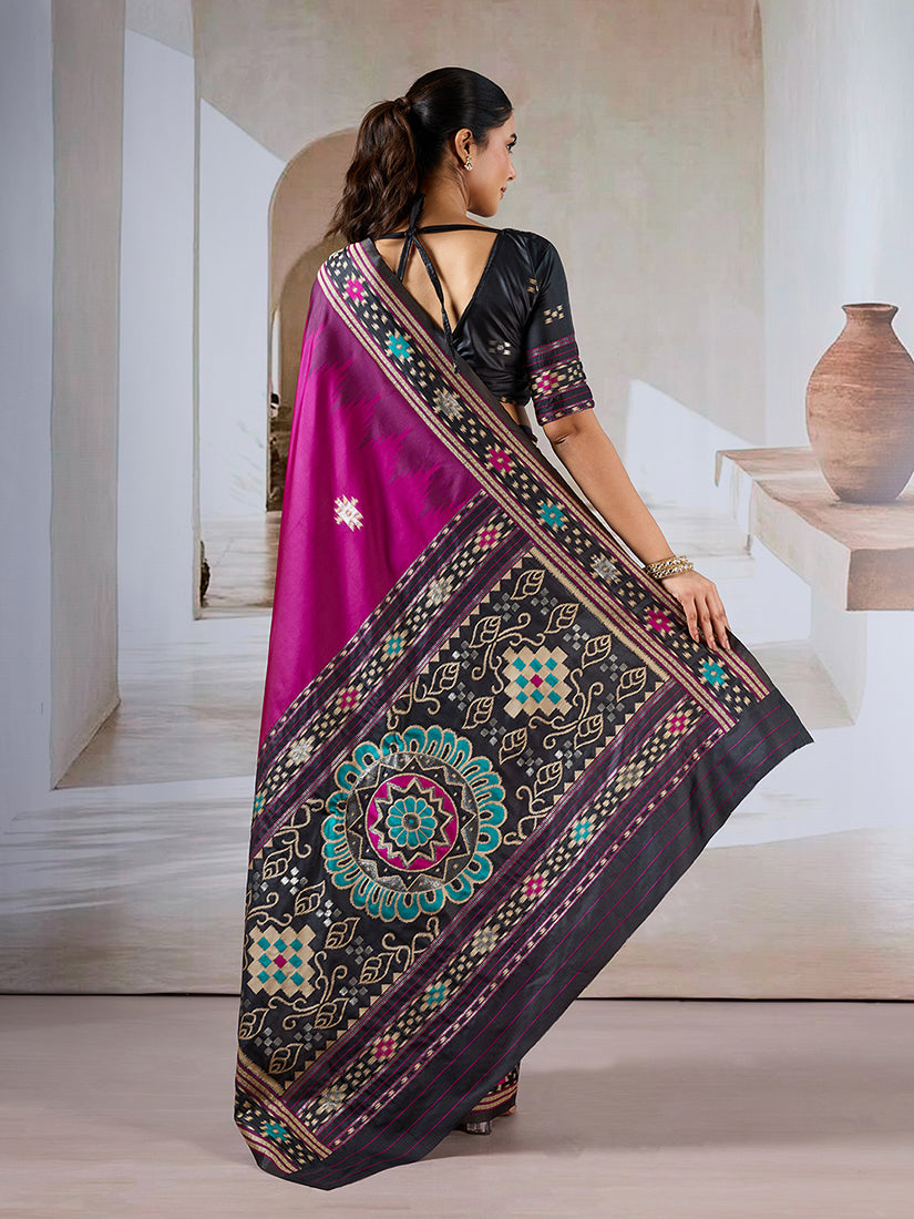 Monjolika Fashion Dark Magenta Weaving Handloom Silk Blend Designer Saree | Grocsy