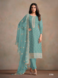 Anaita Light Blue Heavy Organza With Embroidery Straight Salwar Suit | Grocsy