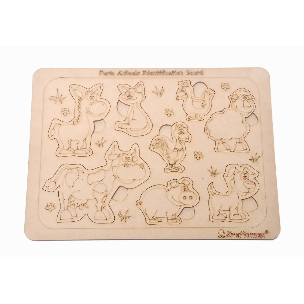 Kraftsman Farm Animals Identification Puzzle Board With Color Kit Included | Grocsy