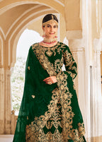 Monjolika Fashion Green Velvet Embroidered Wedding Designer Lehenga Choli | Grocsy