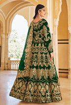 Monjolika Fashion Green Velvet Embroidered Wedding Designer Lehenga Choli | Grocsy
