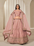 Monjolika Fashion Embroidered Pink Reception Art Silk A Line Lehenga Choli | Grocsy