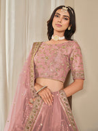 Monjolika Fashion Embroidered Pink Reception Art Silk A Line Lehenga Choli | Grocsy