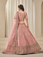 Monjolika Fashion Embroidered Pink Reception Art Silk A Line Lehenga Choli | Grocsy