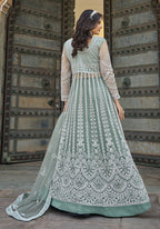 Monjolika Fashion Embroidered Sea Green Net Reception Designer Salwar Suit | Grocsy