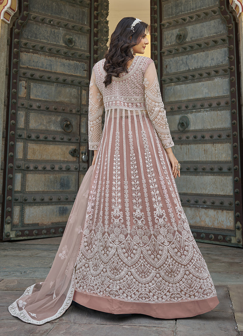Monjolika Fashion Embroidered Dusty Net Reception Designer Salwar Suit | Grocsy