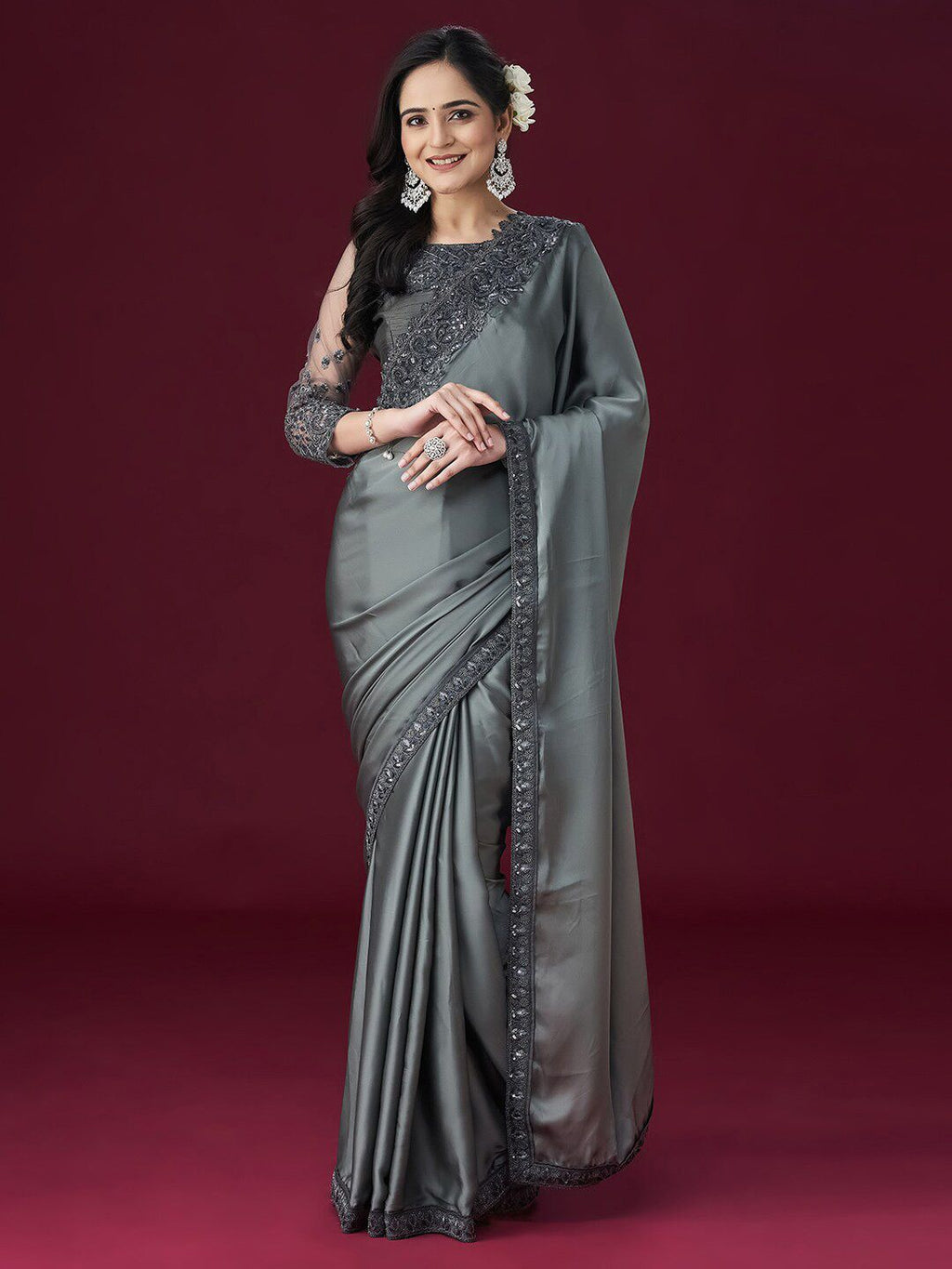 kasee Ethnic Embroidered Sarees | Grocsy
