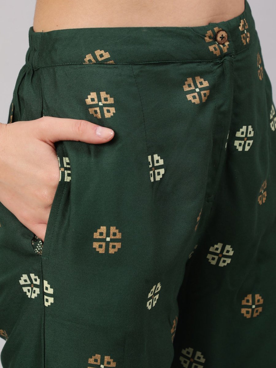 Aks Ethnic Motifs Printed Regular Kurta with Trousers | Grocsy