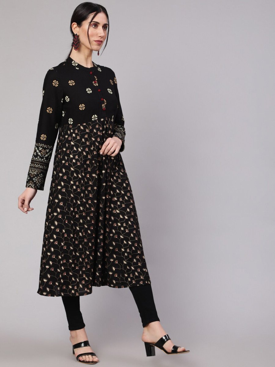 Aks Floral Printed Anarkali Kurta | Grocsy