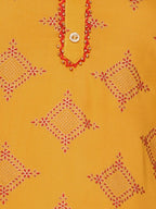 HERE&NOW Mustard Yellow & Red Ethnic Motifs Printed Kurta | Grocsy
