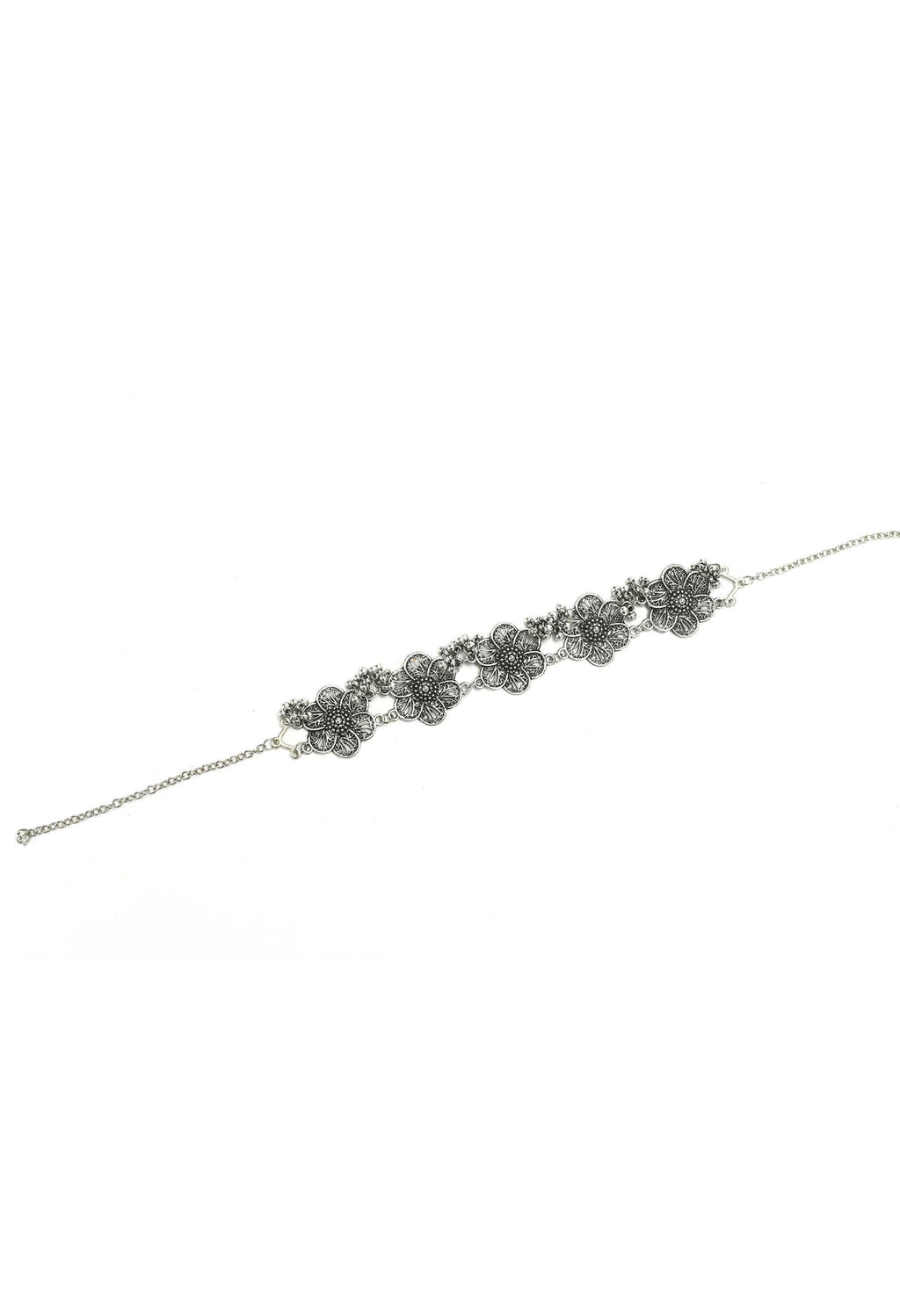 Mominos Fashion Johar Kamal Silver-Plated Brass Finish Floral Desgin Choker For Women | Grocsy