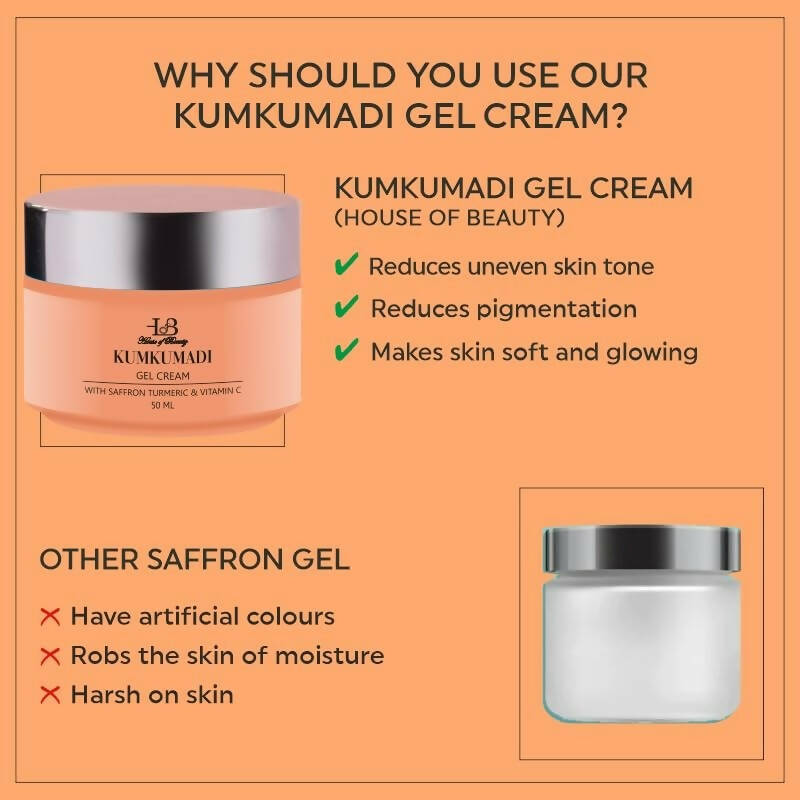 House Of Beauty Kumkumadi Gel Cream With Saffron | Grocsy