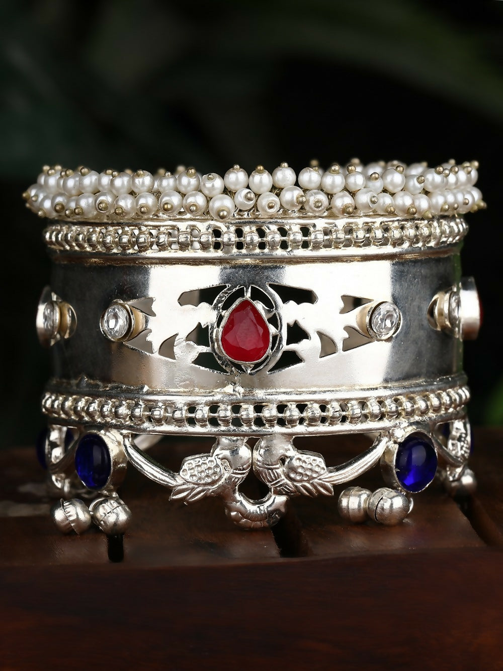 Joban Fashion Women Multicolor Stones Silver Tone Bangle | Grocsy