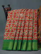 Shades of Maroon Colour Patola Design Semi Chanderi Saree By Gayathri Reddy Designer Studio | Grocsy
