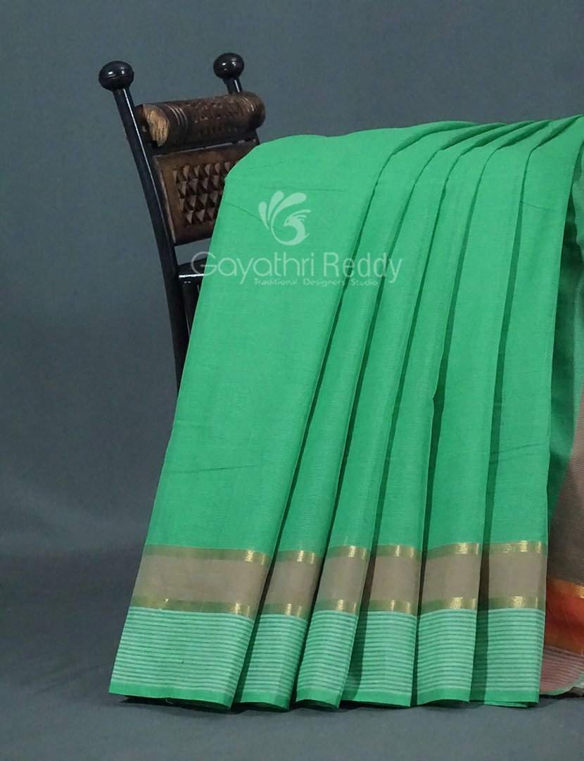 Dual Shades of Aqua Green Pure Mangalgiri Cotton By Gayathri Reddy Designer Studio | Grocsy