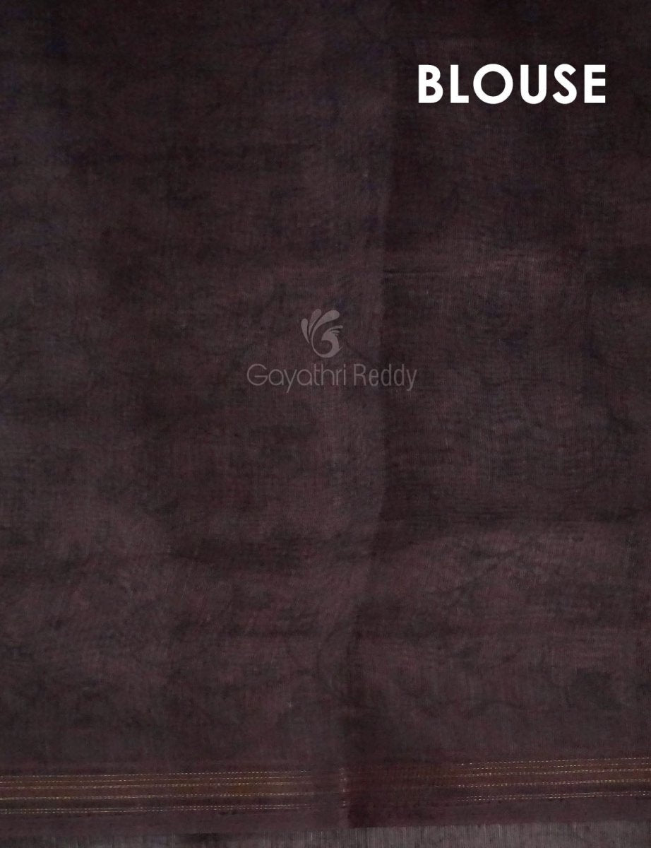 Baby Brown Mix With Pink Floral Design Printed Semi Chanderi Saree By Gayathri Reddy Designer Studio | Grocsy