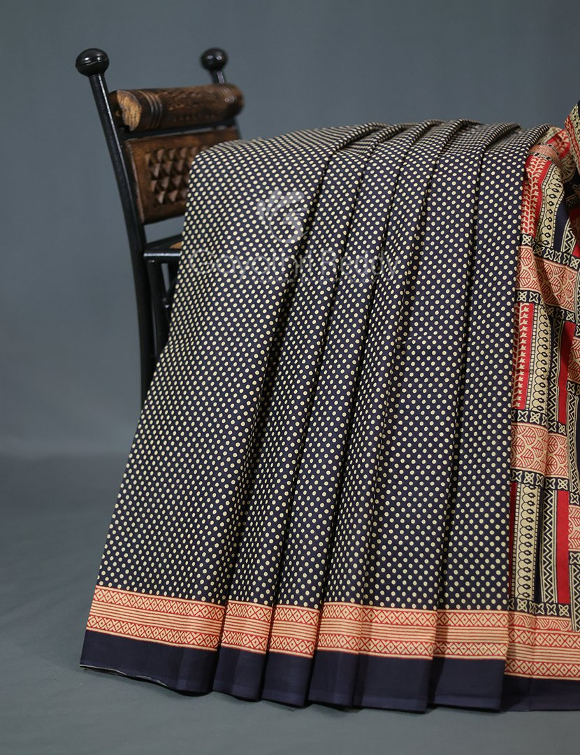 Black Coloured Combination Printed Cotton Saree By Gayathri Reddy Designer Studio | Grocsy