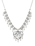 Cardinal Women Silver-Toned Oxidised Stone Studded & Beaded Heart Shaped Jewellery Set | Grocsy