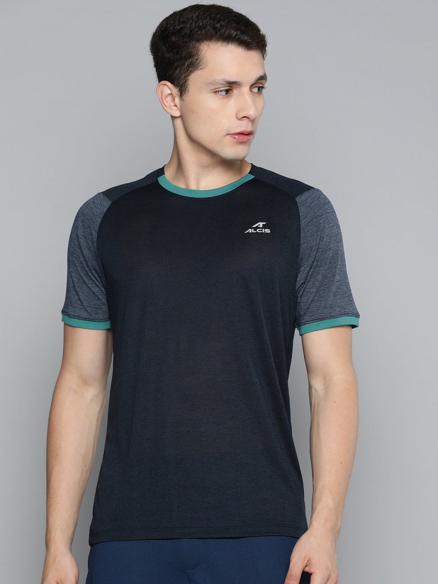 Alcis Men Colourblocked Dry Tech Slim Fit T-shirt | Grocsy