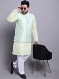 Sojanya Plus Plus Size Embroidered Pure Cotton Kurta With Pyjamas & Nehru Jacket | Grocsy