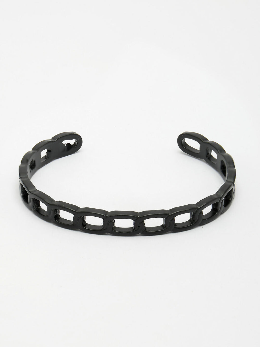 NVR Men's Black Rhodium-Plated Metal Cuff Bracelet