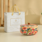 Brick Brown Handcrafted Enamel Coated Wooden Pastel Flora Roti Box | Grocsy