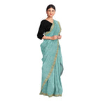 Exclusive Collection 100% Pure Cotton Sea Green Tant Saree With Hand Weaving Work | Grocsy
