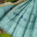 Exclusive Collection 100% Pure Cotton Sea Green Tant Saree With Hand Weaving Work | Grocsy