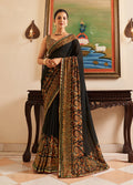 Monjolika Fashion Black Paisley Print Georgette Designer Saree | Grocsy