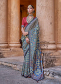 Monjolika Fashion Paisley Print Blue Silk Blend Trendy Saree | Grocsy