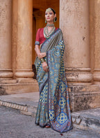 Monjolika Fashion Paisley Print Blue Silk Blend Trendy Saree | Grocsy