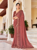 Monjolika Fashion Rust Georgette Printed Festival Desginer Trendy Saree | Grocsy