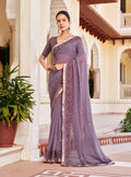 Monjolika Fashion Lilac Georgette Printed Festival Desginer Trendy Saree | Grocsy
