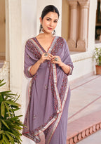 Monjolika Fashion Lilac Georgette Printed Festival Desginer Trendy Saree | Grocsy