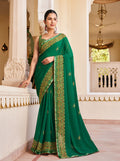 Monjolika Fashion Green Georgette Printed Festival Desginer Trendy Saree | Grocsy