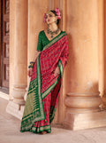 Monjolika Fashion Rani Pink Silk Blend Patola Print Classic Saree | Grocsy