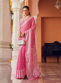 Monjolika Fashion Pink Weaving Georgette Party Contemporary Saree | Grocsy