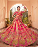 Monjolika Fashion Rani Pink Banarasi Silk Diamond Wedding Trendy Lehenga Choli | Grocsy