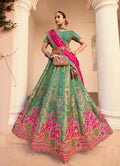 Monjolika Fashion Turquoise Banarasi Silk Diamond Wedding Trendy Lehenga Choli | Grocsy