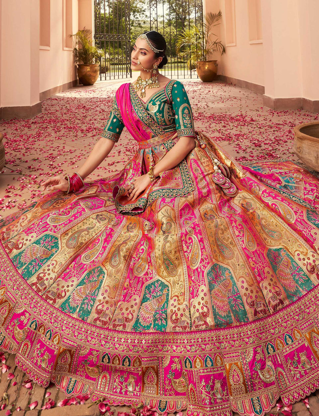 Monjolika Fashion Multi Colour Banarasi Silk Diamond Wedding Trendy Lehenga Choli | Grocsy